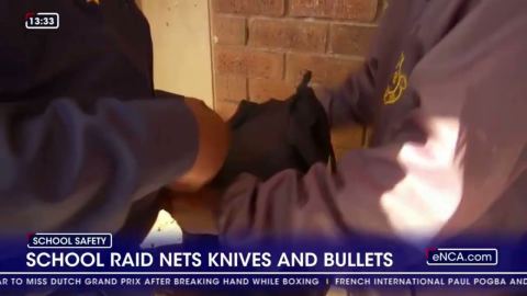 Knives and bullets found at a raid in an Alexandra school raid.