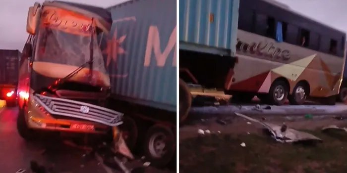 Passengers Trapped as Bus Collides With Trailer Along Busy Highway