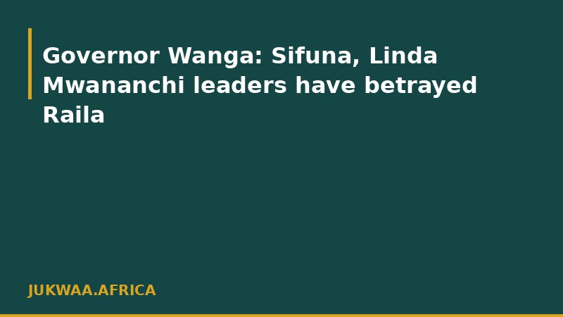 Governor Wanga: Sifuna, Linda Mwananchi leaders have betrayed Raila